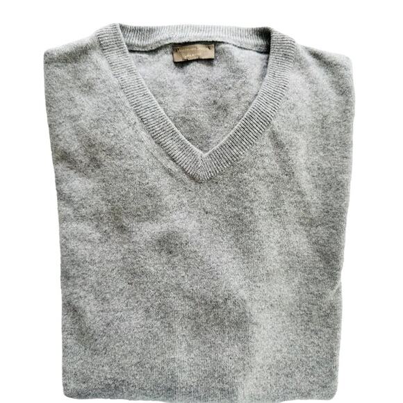 Mantovani Studio Men's Cashmere V-Neck Sweater Pullover Grey Size Medium - Picture 1 of 6